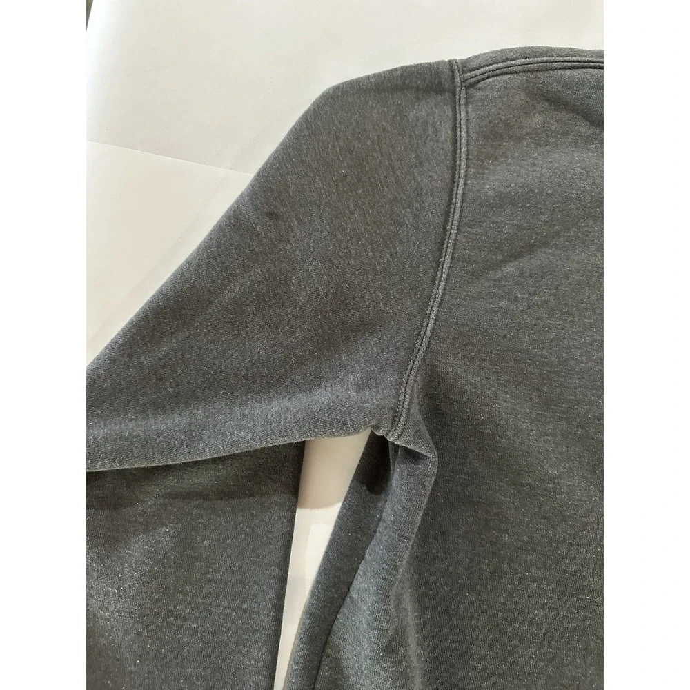 Carhartt Gray Logo Fleece Pullover Hoodie Drawstring Pockets Cotton Blend Size M